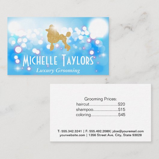 Glitzer Poodle | Bokeh Glow Shimmer Visitenkarte (Vorne/Hinten)