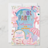 Glitzer-Poolparty-Mädchen-Geburtstag Einladung (Vorderseite)