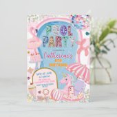 Glitzer-Poolparty-Mädchen-Geburtstag Einladung (Stehend Vorderseite)