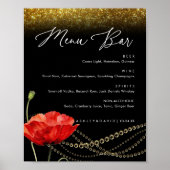Glitzer Poppy Elegante Wedding Menu Bar Sign Poster (Vorne)