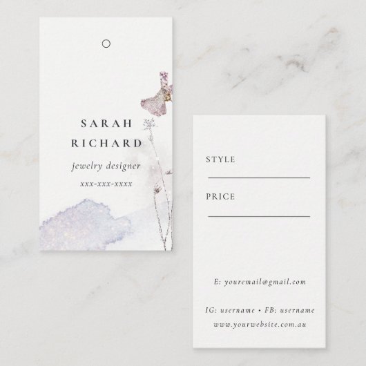 Glitzer Pressed Blume Minimal einfache Preis-Marki Visitenkarte (Vorne/Hinten)