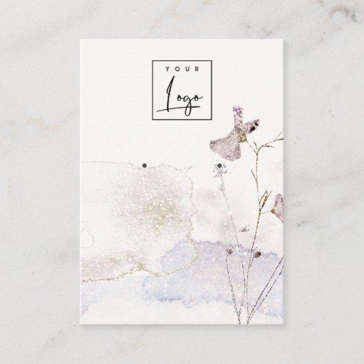 Glitzer Pressed Blume Ohrringe Logo-Anzeige Visitenkarte (Vorderseite)