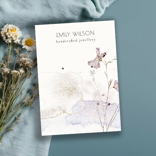 Glitzer Pressed Blume Ohrringe Stuhldarstellung Visitenkarte