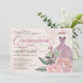 Glitzer Princess Quinceanera Einladung (Stehend Vorderseite)