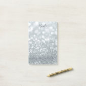 Glitzer Princess Silver Sparkle Glamour Post-it Klebezettel (Auf Schreibtisch)