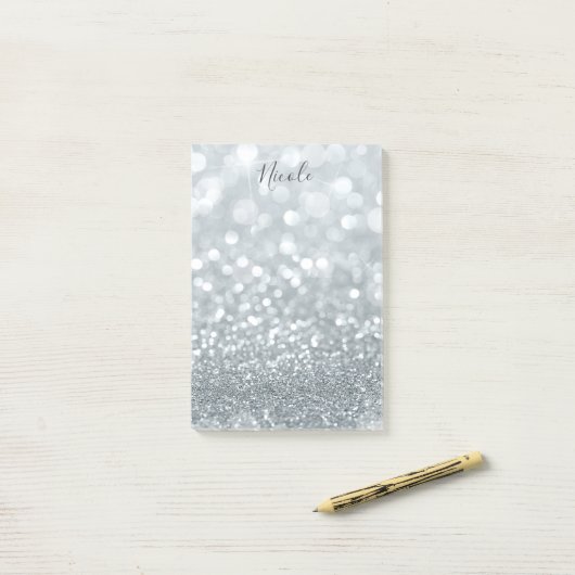 Glitzer Princess Silver Sparkle Glamour Post-it Klebezettel (Auf Schreibtisch)