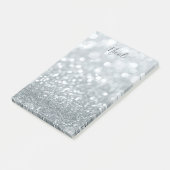 Glitzer Princess Silver Sparkle Glamour Post-it Klebezettel (angewinkelt)