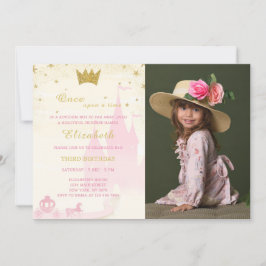 Glitzer Prinzessin zum Geburtstag Einladung mit Fo