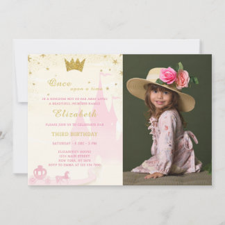 Glitzer Prinzessin zum Geburtstag Einladung mit Fo