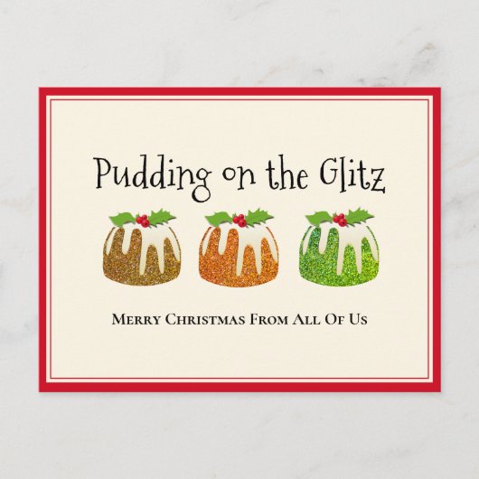Glitzer Pudding Christmas Card Feiertagspostkarte (Vorderseite)