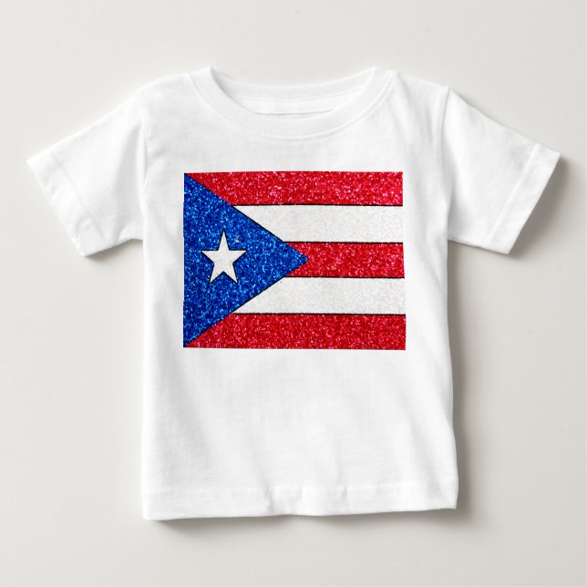 Glitzer Puerto Rico Babyflagge Shirt (Vorderseite)