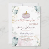 Glitzer Pumpkin Blue Butterflies Babydusche Einladung (Vorderseite)