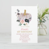 Glitzer Pumpkin Blume Geburtstag Einladung (Stehend Vorderseite)