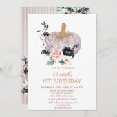 Glitzer Pumpkin Blume Geburtstag Einladung (Vorne/Hinten)