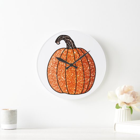 Glitzer Pumpkin Große Wanduhr (Zuhause)