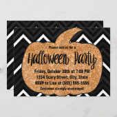 Glitzer Pumpkin Halloween-Party Einladung (Vorne/Hinten)