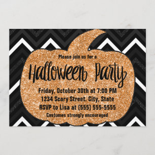 Glitzer Pumpkin Halloween-Party Einladung