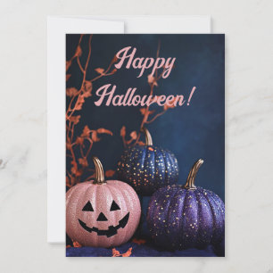 Glitzer Pumpkins Halloween-Grußkarte Einladung