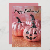 Glitzer Pumpkins Halloween-Grußkarte Einladung (Vorne/Hinten)