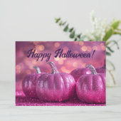 Glitzer Pumpkins Halloween-Grußkarte Einladung (Stehend Vorderseite)
