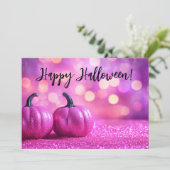 Glitzer Pumpkins Halloween-Grußkarte Einladung (Stehend Vorderseite)