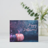 Glitzer Pumpkins Halloween-Grußkarte Postkarte (Stehend Vorderseite)