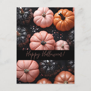 Glitzer Pumpkins Halloween-Grußkarte Postkarte
