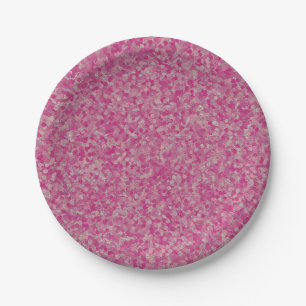 Glitzer-Punkte, rosa-silber-PAPIERE-TELLER Pappteller