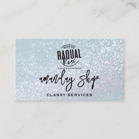 Glitzer QR-Code Logo Online Shop Aqua Water Visitenkarte (Vorderseite)