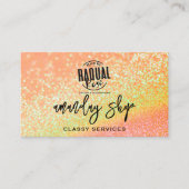 Glitzer QR-Code Logo Online Shop Orange Visitenkarte (Vorderseite)