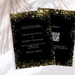 Glitzer QR-Code UAWG Hochzeit Einladung<br><div class="desc">Eine moderne,  elegante Einladung zur Hochzeit. Schwarzer Hintergrund mit Imitaten goldenen Glitzer Glitzern. Personalisieren und fügen Sie Ihre Namen und Hochzeitsdetails. Weiße Buchstaben. Zurück: Fügen Sie Ihren Link/URL zu Ihrer Hochzeitswebsite für Informationen und/oder UAWG hinzu</div>