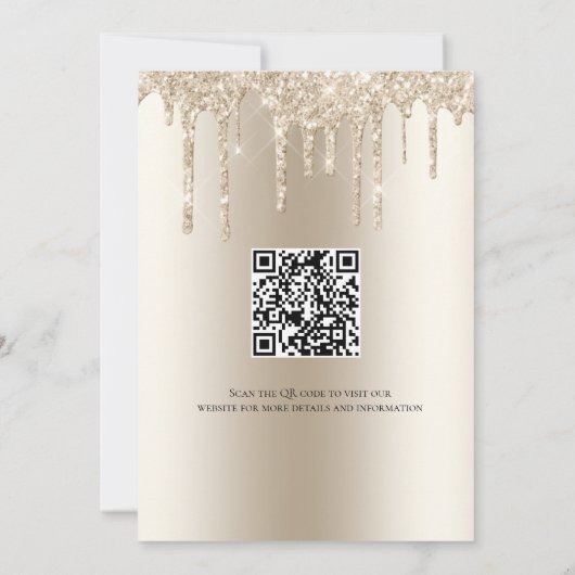 Glitzer QR Code Wedding Save The Date (Rückseite)