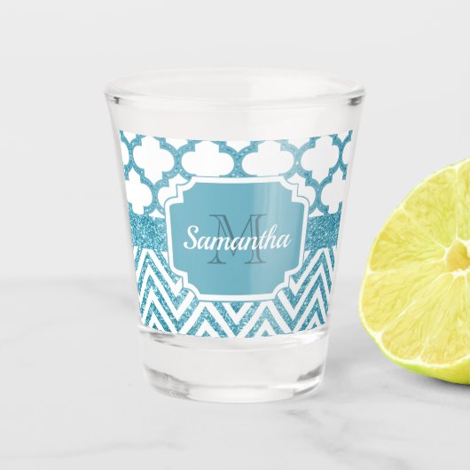 Glitzer Quatrefoil Schnapsglas (Vorderseite)