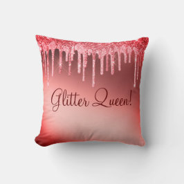 Glitzer Queen Glitzer Glitzern Girly Cinnamon Rot Kissen