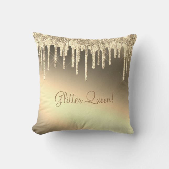 Glitzer Queen Gorgeous Gold Girly Sparkle Kissen (Vorderseite)