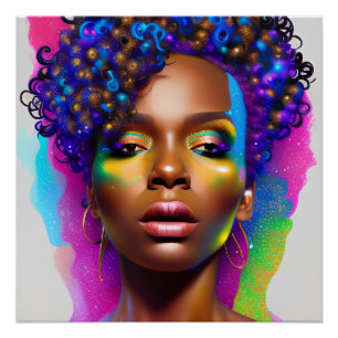 Glitzer Queen Rainbow Niedlich Hair Black Melanin  Poster