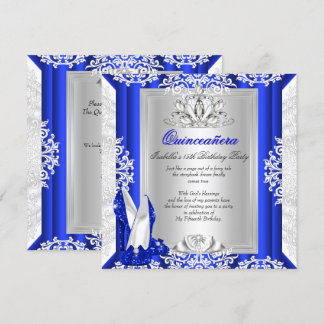 Glitzer Quinceanera 15. Geburtstag Royal Blue Shoe Einladung
