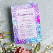 Glitzer Quinceañera, aquamariner Lavendel Einladung