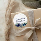 Glitzer Quinceanera, Blauer Navy und Gold Runder Aufkleber