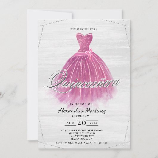 Glitzer Quinceañera Einladung (Vorderseite)