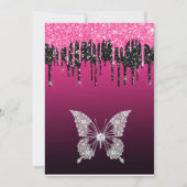 Glitzer Quinceanera (Hot Pink und Black Driving) Einladung (Rückseite)