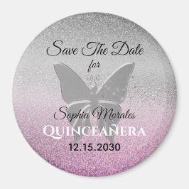 Glitzer Quinceañera Save the Date Einladung Magnet