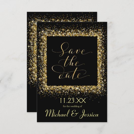 Glitzer-Rahmen - 3x5 Save the Date Einladung (Vorne/Hinten)
