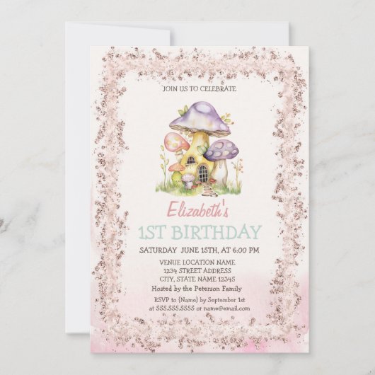 Glitzer-Rahmen für Wasserfarbenpuschräume Einladung (Vorderseite)