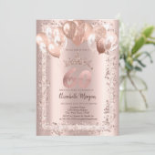 Glitzer Rahmen, Kronen, Balloons 60. Geburtstag Einladung (Stehend Vorderseite)