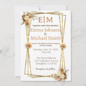 Glitzer Rahmen mit Blume Hochzeitseinladungen Einladung (Vorderseite)