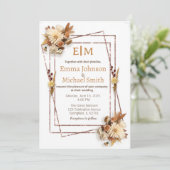 Glitzer Rahmen mit Blume Hochzeitseinladungen Einladung (Stehend Vorderseite)