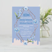 Glitzer Rahmen mit Blume Hochzeitseinladungen Einladung (Stehend Vorderseite)