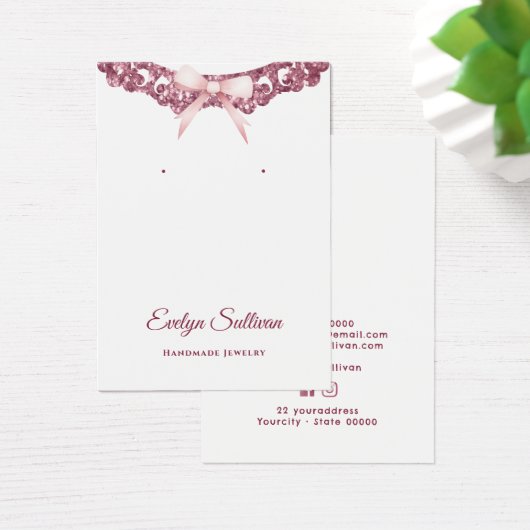 Glitzer Rahmen rosa Ohrring-Karte (Schreibtisch)