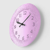 Glitzer Rahmen Rosa Sweet Numbers Blush Beauty Große Wanduhr (Winkel)